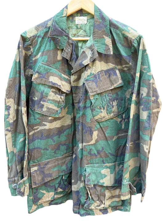 US Navy Vietnam OG - 107 ERDL Wind Resistant Rip Stop Poplin Coat Size Small - Bateleur Militaria
