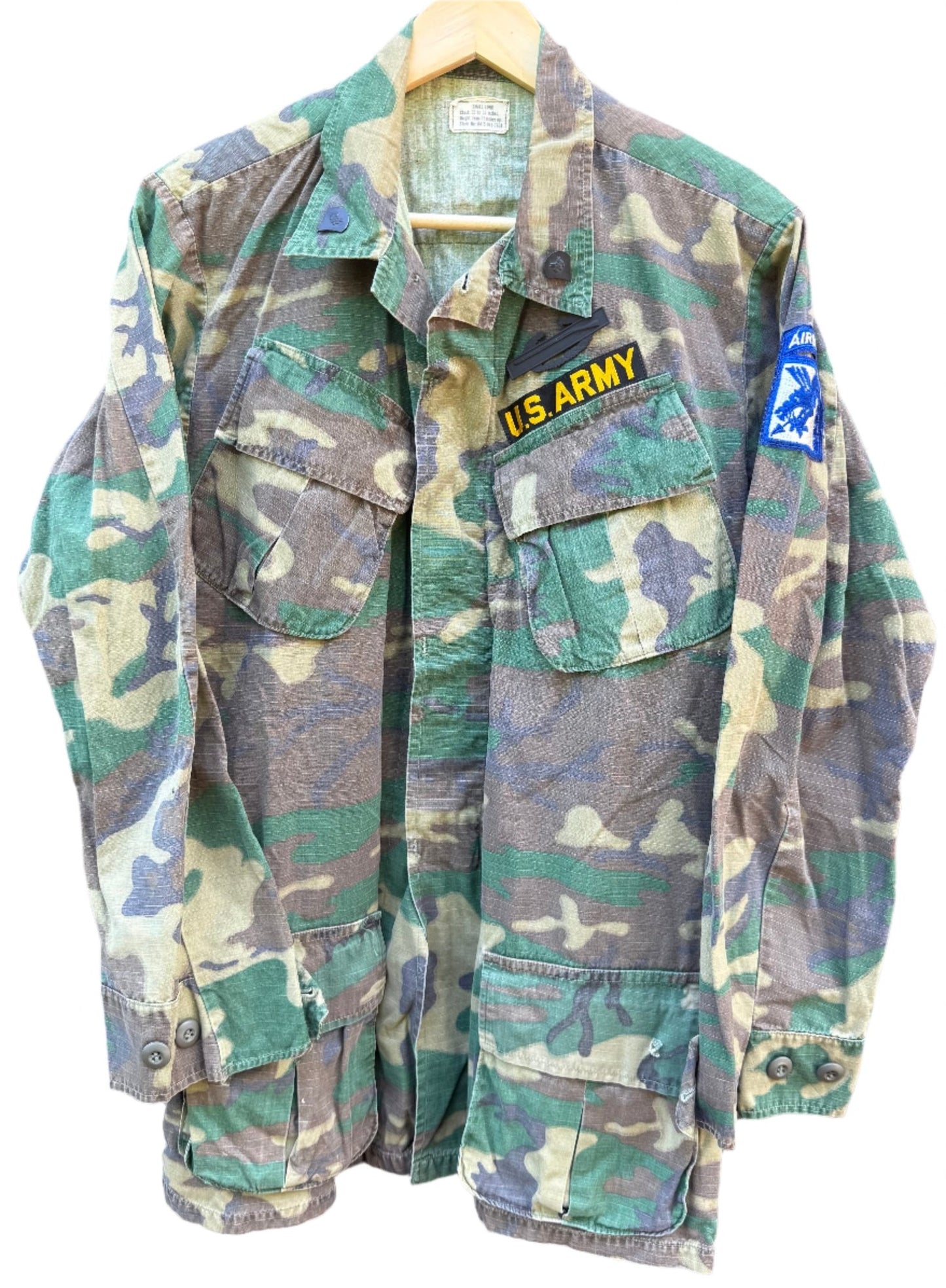US Navy Vietnam OG - 107 ERDL Wind Resistant Rip Stop Poplin Coat Size Small 18th AB - Bateleur Militaria