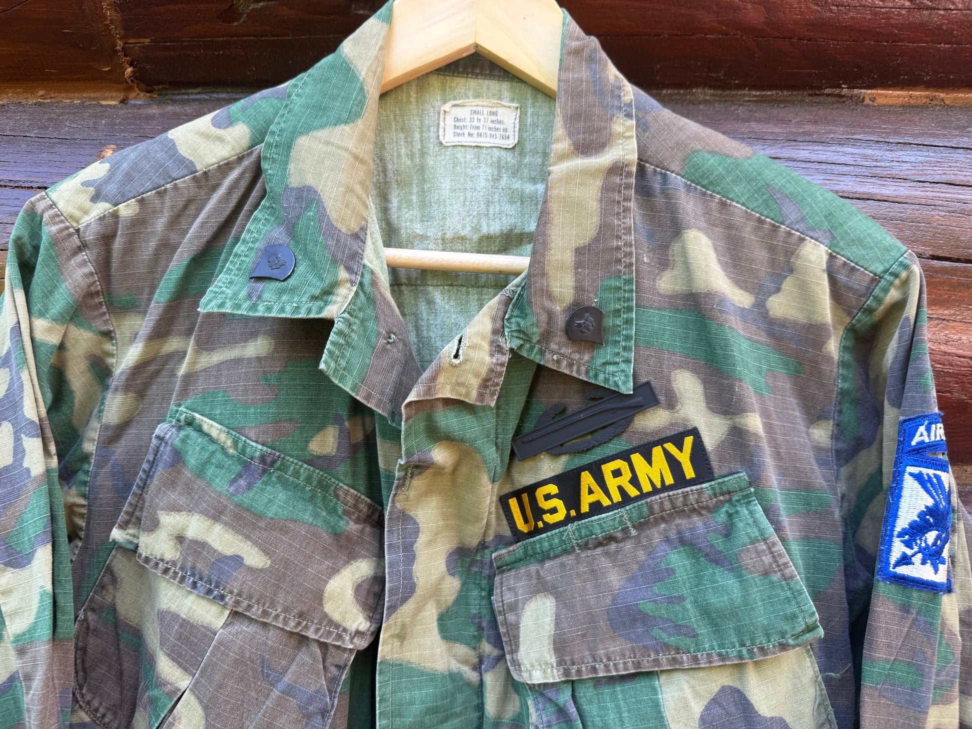 US Navy Vietnam OG - 107 ERDL Wind Resistant Rip Stop Poplin Coat Size Small 18th AB - Bateleur Militaria