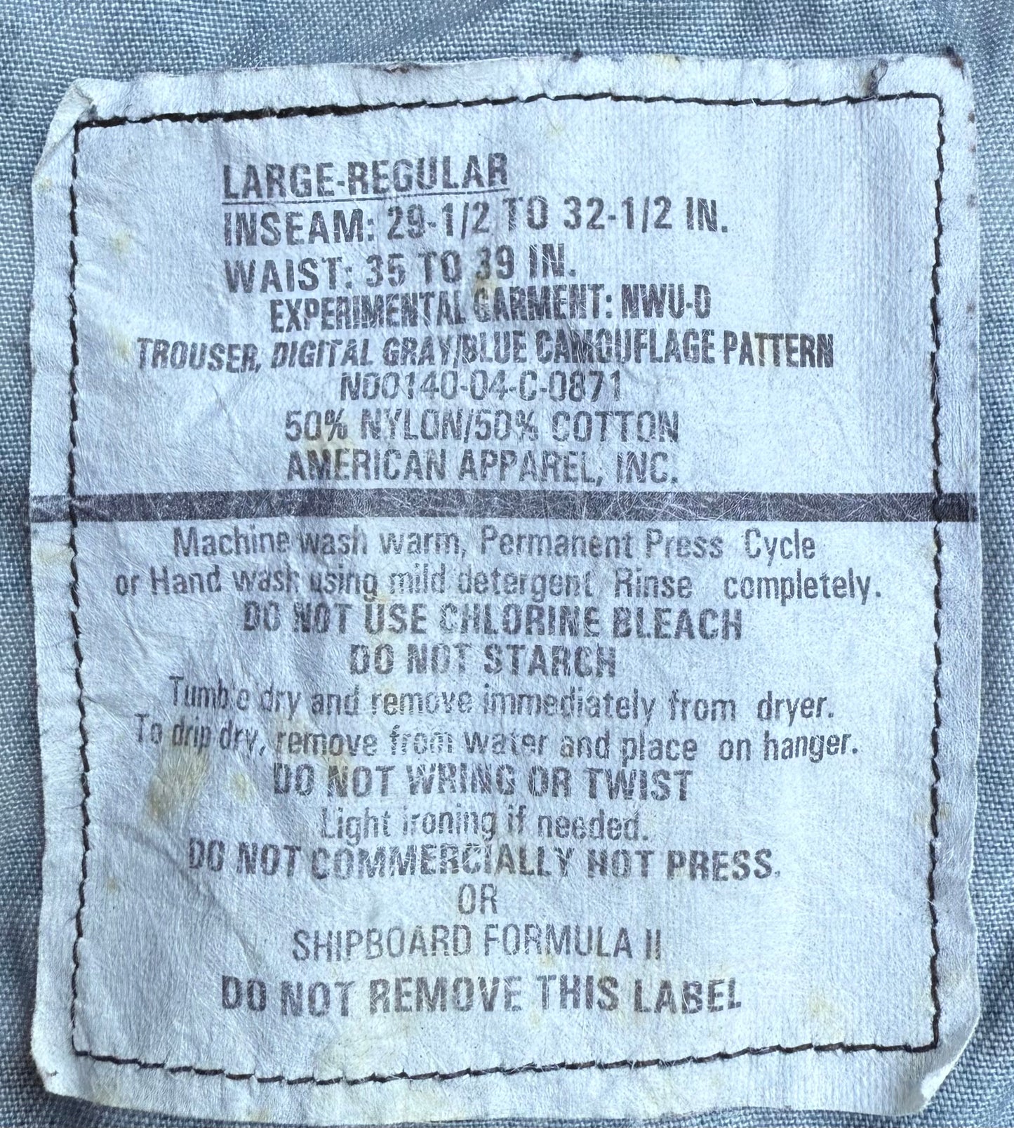 US Navy Experimental Work Uniform Pixelated Pattern D Trousers Large