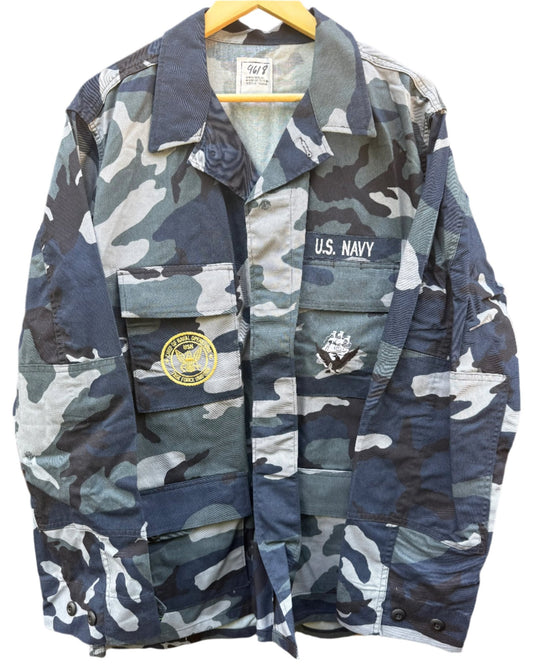 US Navy Experimental Work Uniform Woodland Pattern C Coat Large - Bateleur Militaria