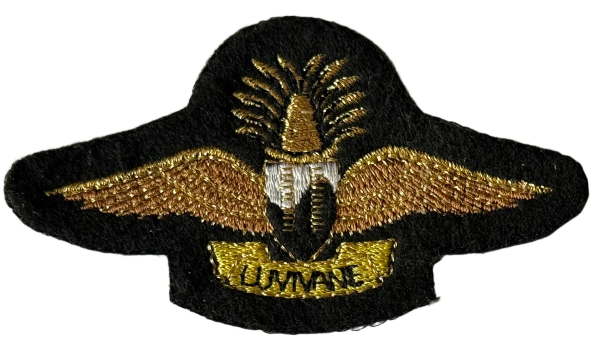 Swaziland Basic Parachutist Wing Brown & Gold on Black Felt - Bateleur Militaria