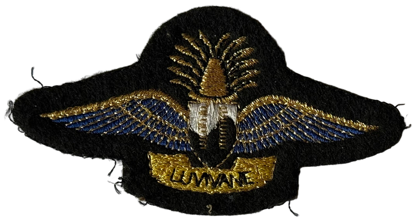 Swaziland Dispatcher Parachutist Wing Blue & Gold on Black Felt - Bateleur Militaria