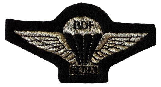 Botswana Defense Force Parachute Wings BDF on Silver Wire Embroidered Variation 2 - Bateleur Militaria