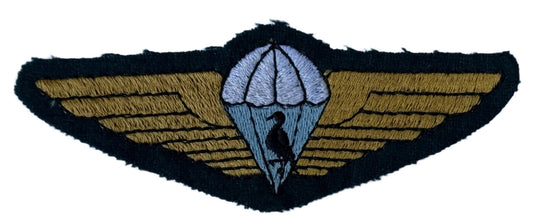 Ciskei Army Police Parachute Wings Gold Wings Blue & White Parachute Black Bird on Dark Green - Bateleur Militaria