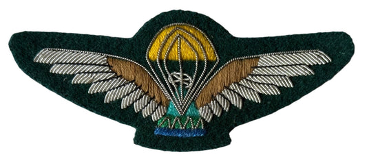 Lesotho Parachute Wing 2nd Type Silver Wire Wings Gold Canopy on Felt