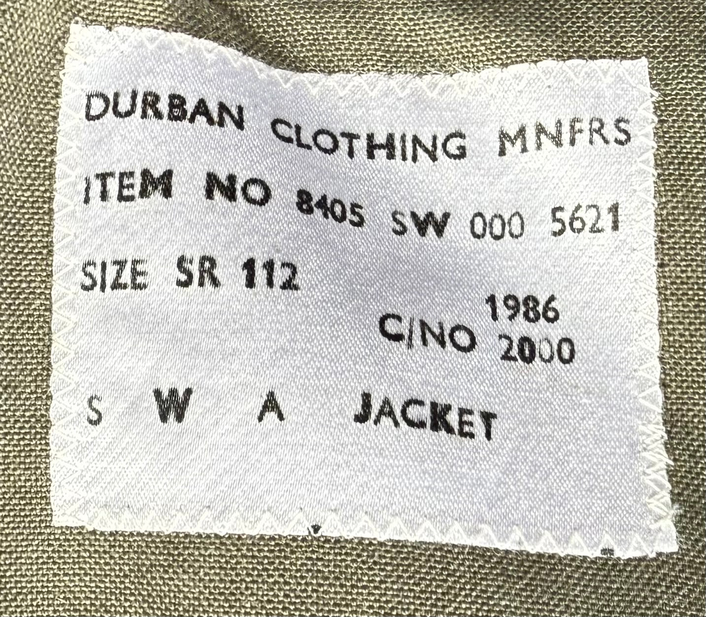 South West Africa (SWATF) Infantry Dress Tunic 2nd Issue Size 112/XL Mint Dated 1986