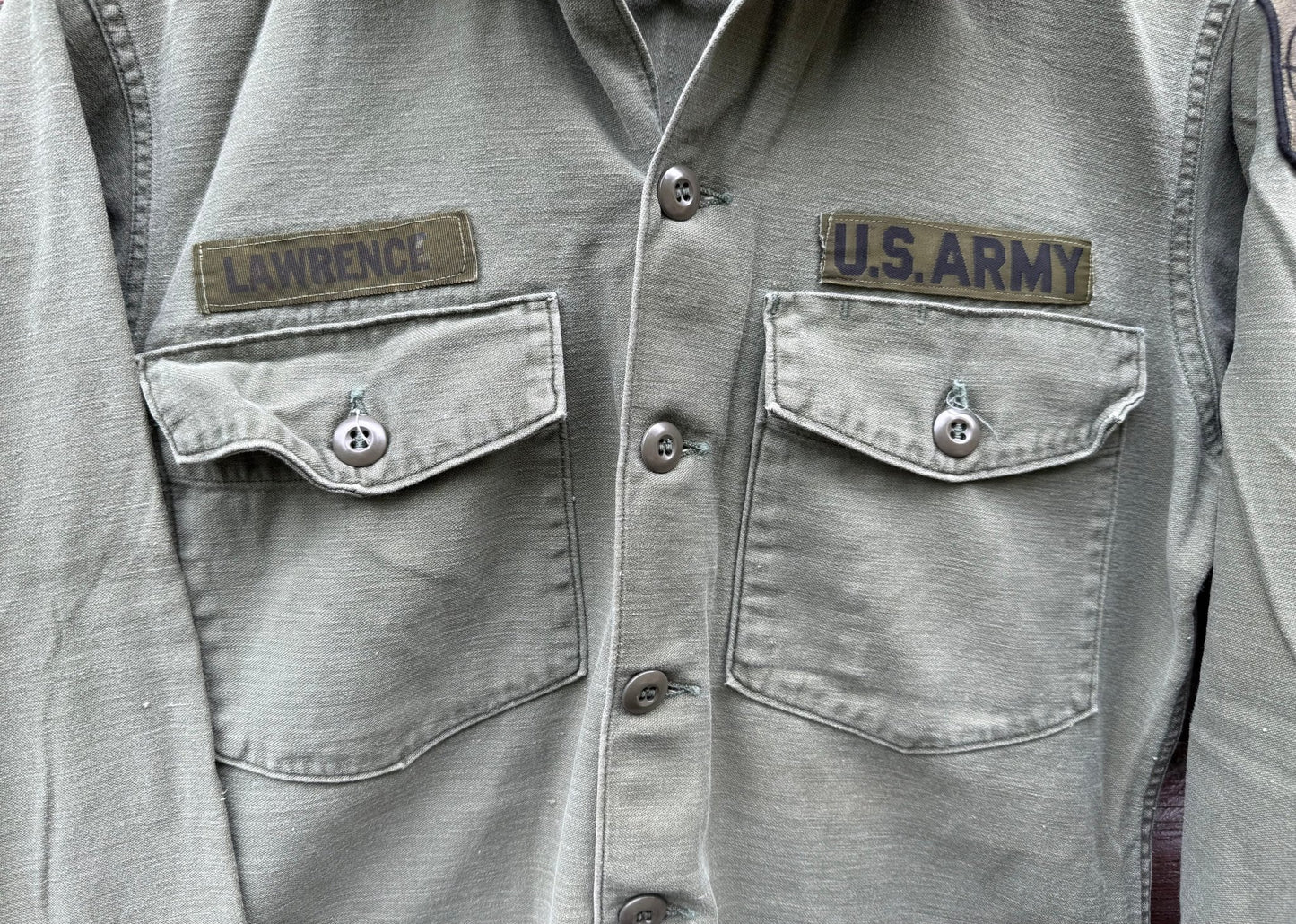 US Army P64 Utility Shirt Sateen OG107 Vietnam 420th Engineer Bde Named & Dated 1969 M - Bateleur Militaria
