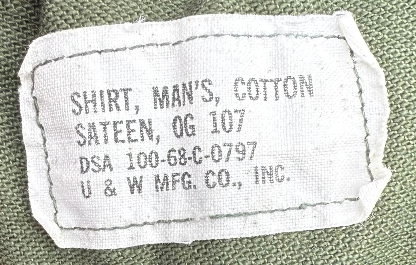 US Army P64 Utility Shirt Sateen OG107 Vietnam Dated 1968 M
