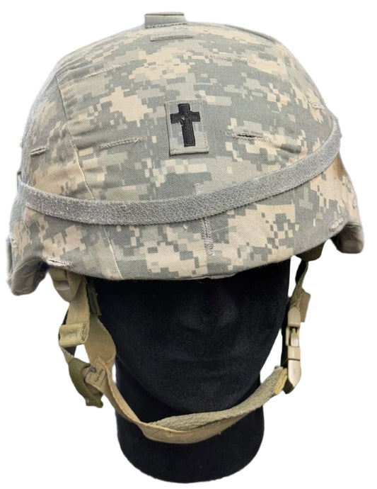 US Amy Warrior Helmet by SDS Style 2415 Size Large Named Chaplain