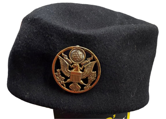 US Army Woman's Wool Felt Black Beret & Badge Size 20.5