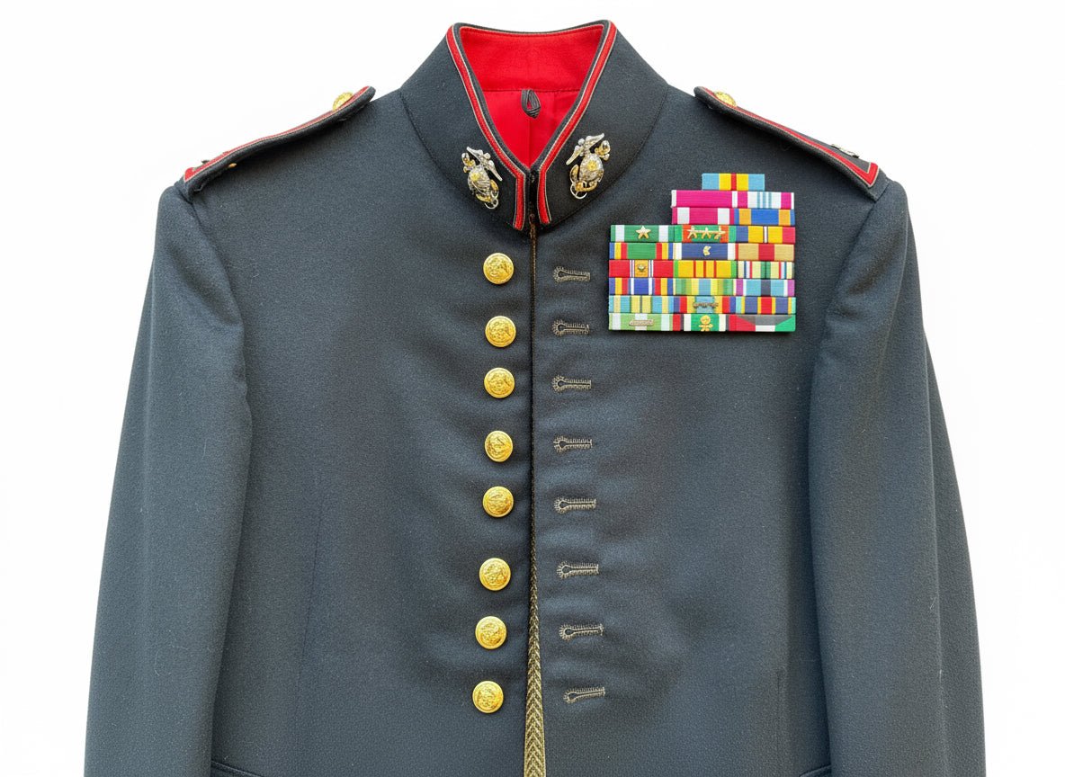 USMC Male Officer's Evening Dress Uniform with EGA's, Rank, Ribbons and Acrouments - Bateleur Militaria