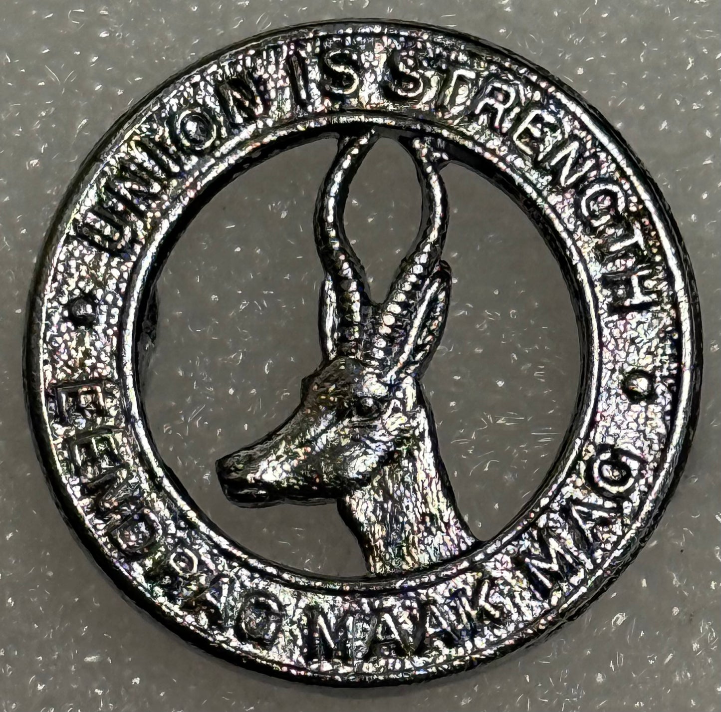 South Africa (UDF) General Service Corps Cap Badge 1940's Chrome 25mm - Bateleur Militaria