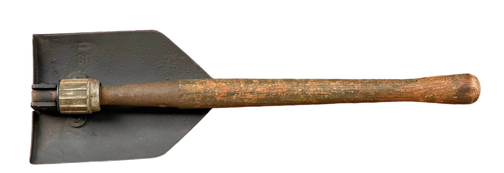US WW2 1944 Ames Entrenching Tool Shovel Folding Green Wood Handle - Bateleur Militaria