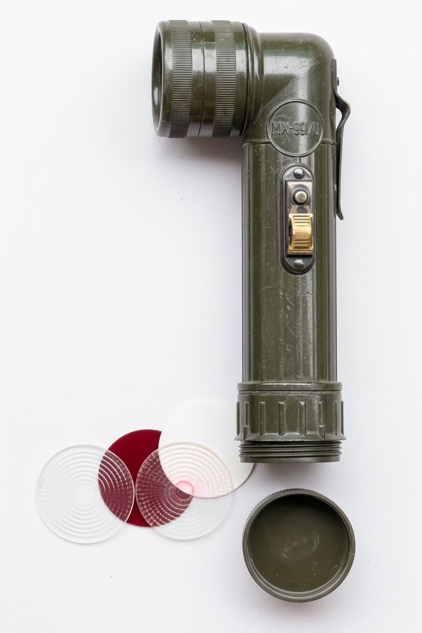 US Vietnam MX-991/U Angled Flashlight with Lenses - Bateleur Militaria