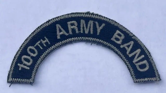US Army 100th Army Band Tab Cut Edge Grey on Black - Bateleur Militaria