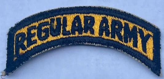 US Army Regular Army Tab Cut Edge Black on Yellow - Bateleur Militaria