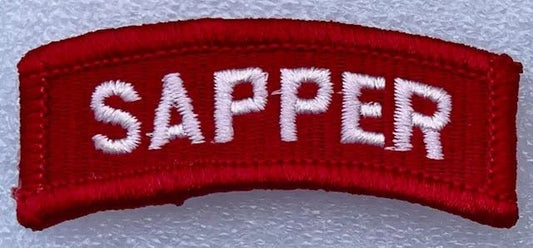 US Army Sapper Tab White on Red Engineer - Bateleur Militaria