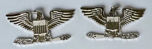US Vintage Pair Silver Filled Colonel Bird Insignia - Bateleur Militaria