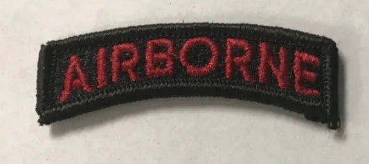 US Army Airborne Tab Red on Black - Bateleur Militaria
