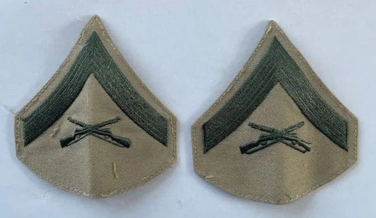 USMC Lance Corporal Khaki Service Dress Chevrons Set - Bateleur Militaria