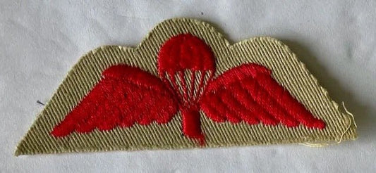 British Parachute Wing Red on Khaki - Bateleur Militaria