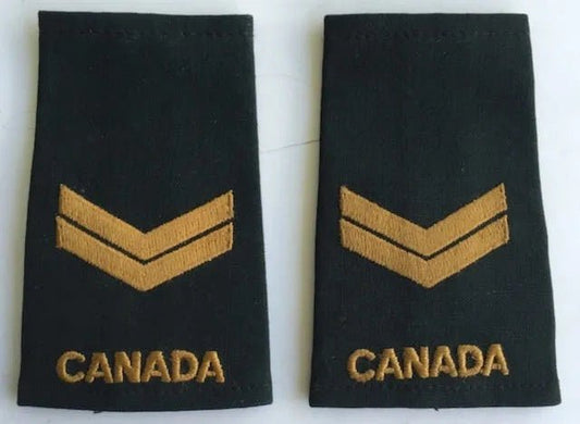 Canada Army Corporal Slip - On Rank Embroidered on Black Pair - Bateleur Militaria