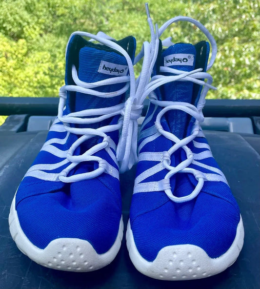 Heyday Footwear High Top Blue & White Sneakers White Soles Size 9 - Bateleur Militaria