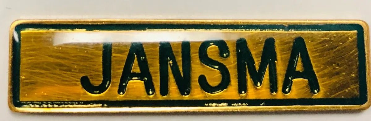 South Africa (SAP) Police Name Plate "Jansma" - Bateleur Militaria