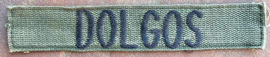 Vintage US Army Name Tape OD "Dolgos" - Bateleur Militaria