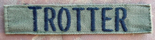 Vintage US Army Name Tape OD "Trotter" - Bateleur Militaria