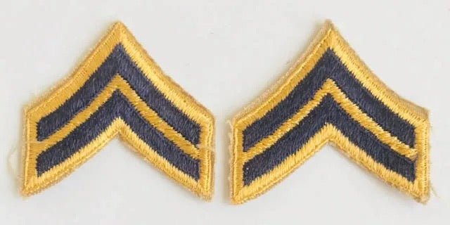 US Army Rank Insignia Combat Unit (1948 - Feb 1951) Corporal 2" (Set) - Bateleur Militaria