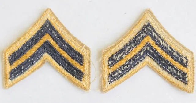 US Army Rank Insignia Combat Unit (1948 - Feb 1951) Corporal 2" (Set) - Bateleur Militaria