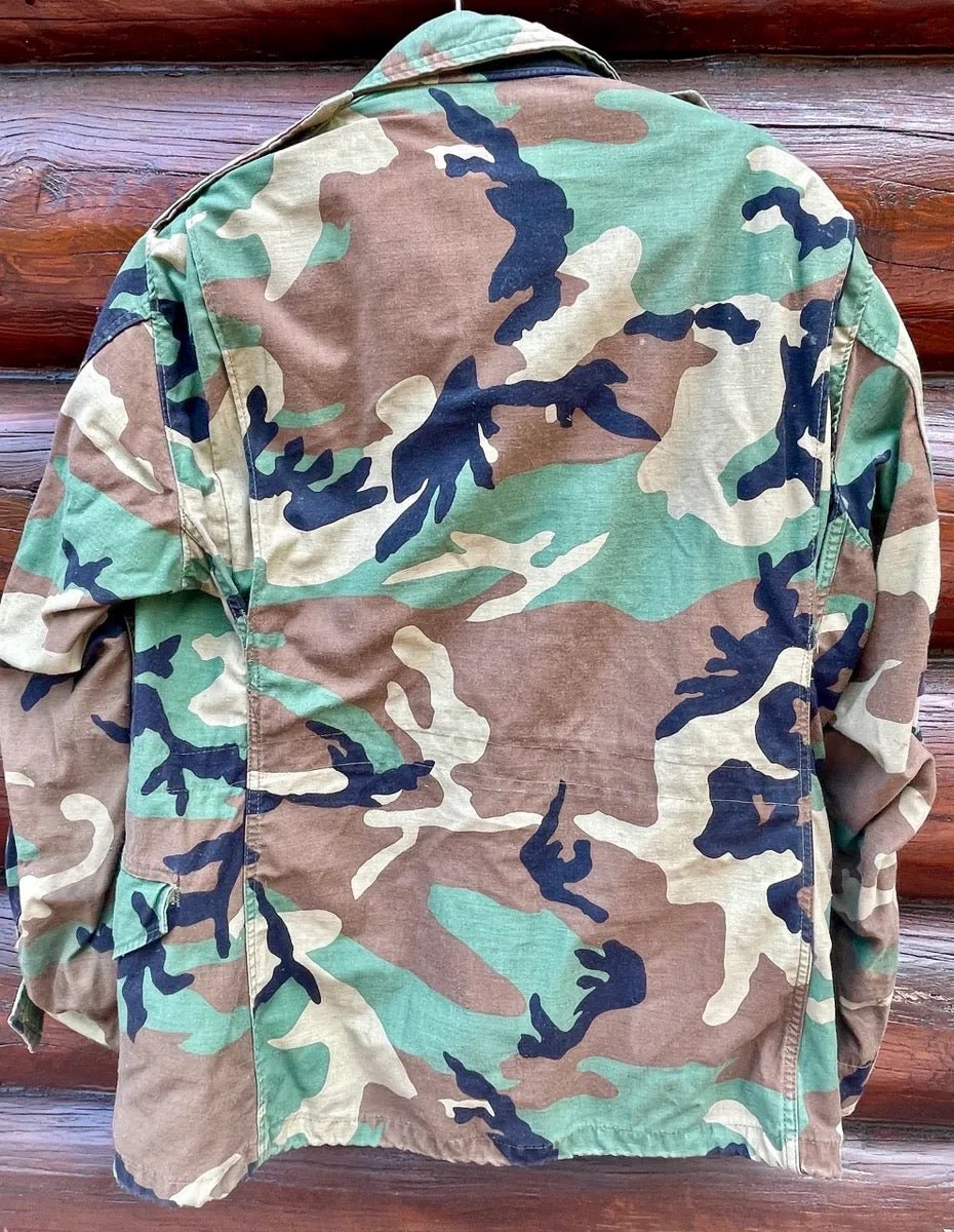US Army M65 Woodland Camo Field Jacket Medium Badged - Bateleur Militaria