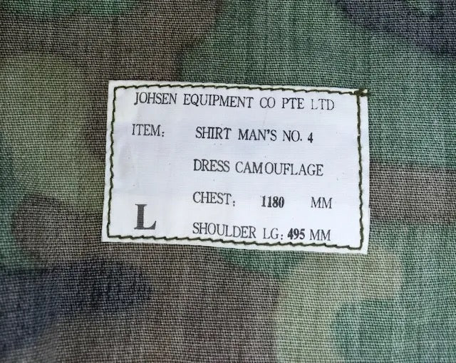 Singapore ERDL No 4 Dress Camo Shirt and Trousers Size Large - Bateleur Militaria