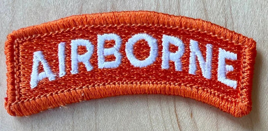 US Army Airborne Tab White on Orange Sow On - Bateleur Militaria