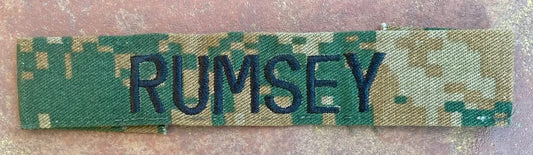 Vintage USMC Name Tape Camo "Rumsey" - Bateleur Militaria