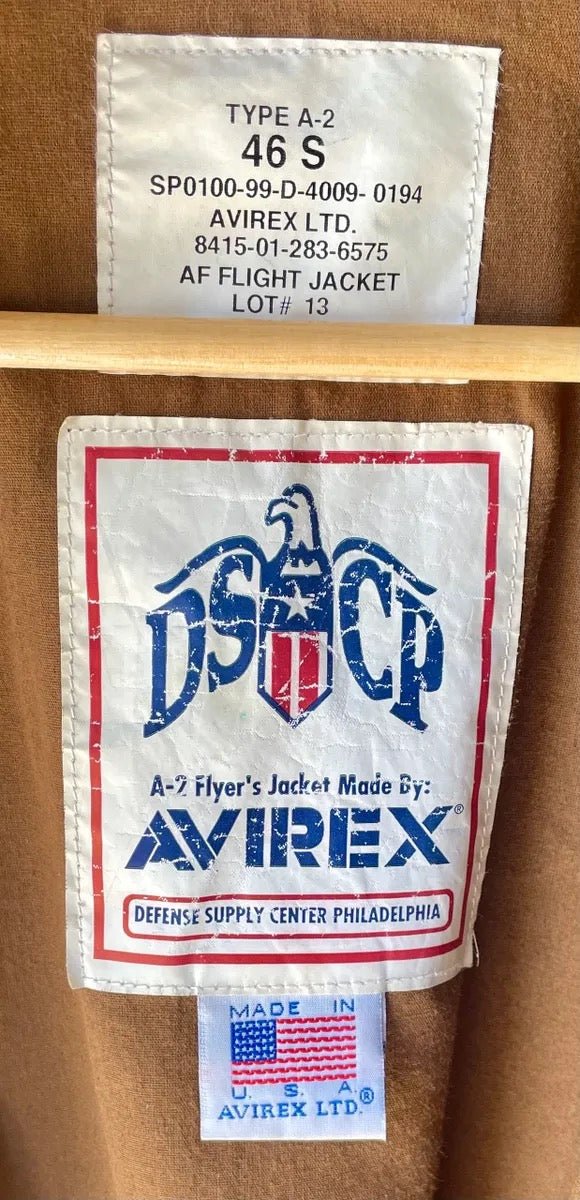 USAF AVIREX LTD Type A - 2 Brown Leather Flight Jacket Size 46S - Bateleur Militaria