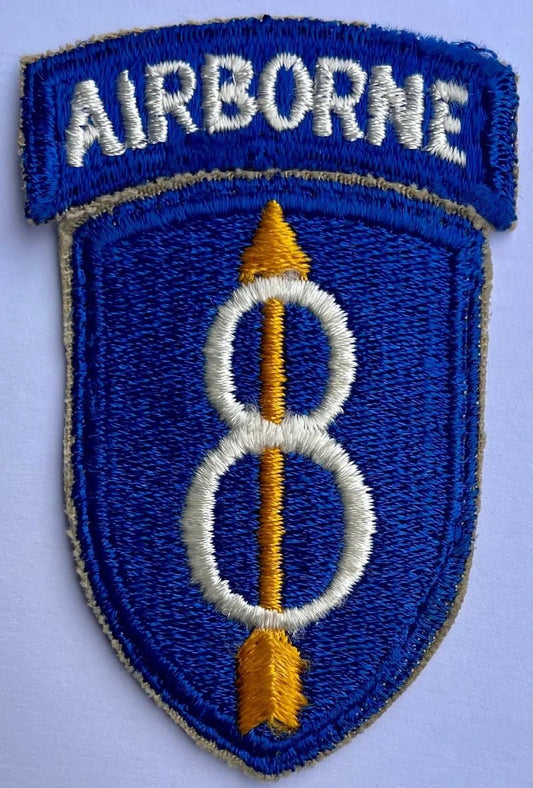 US Original 1 Piece 8th Airborne Division White Back Patch - Bateleur Militaria