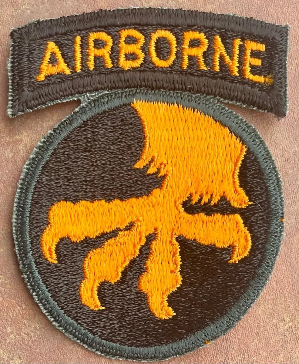US Original 1 Piece 17th Airborne Patch With Uncut Center 1 - Bateleur Militaria