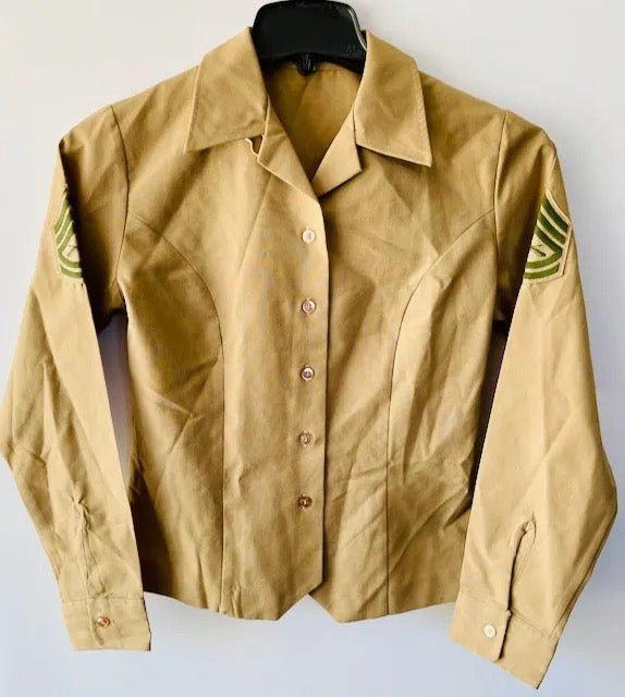 USMC Woman's L/Sleeve Khaki Shirt w Gunnery Sergeant Chevrons 12
