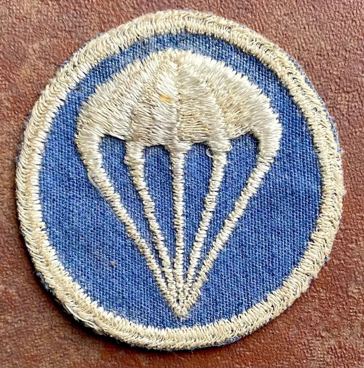 US Army Airborne Infantry Cap Patch Cut Edge on Blue Twill 3 - Bateleur Militaria
