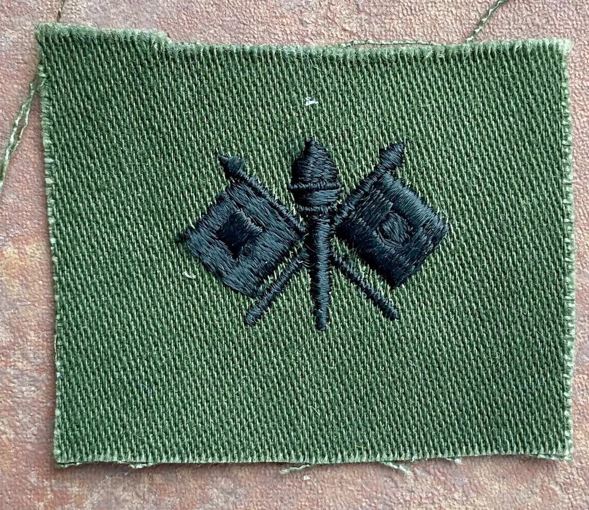 US Army Signals Branch Collar Insignia on OD Single - Bateleur Militaria