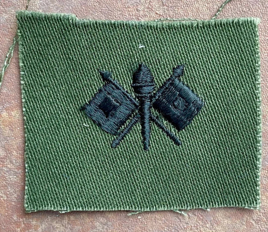 US Army Signals Branch Collar Insignia on OD Single - Bateleur Militaria