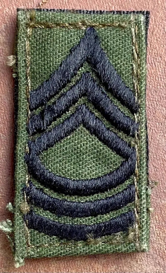 US Army Master Sergeant Collar Chevron on OD Single - Bateleur Militaria