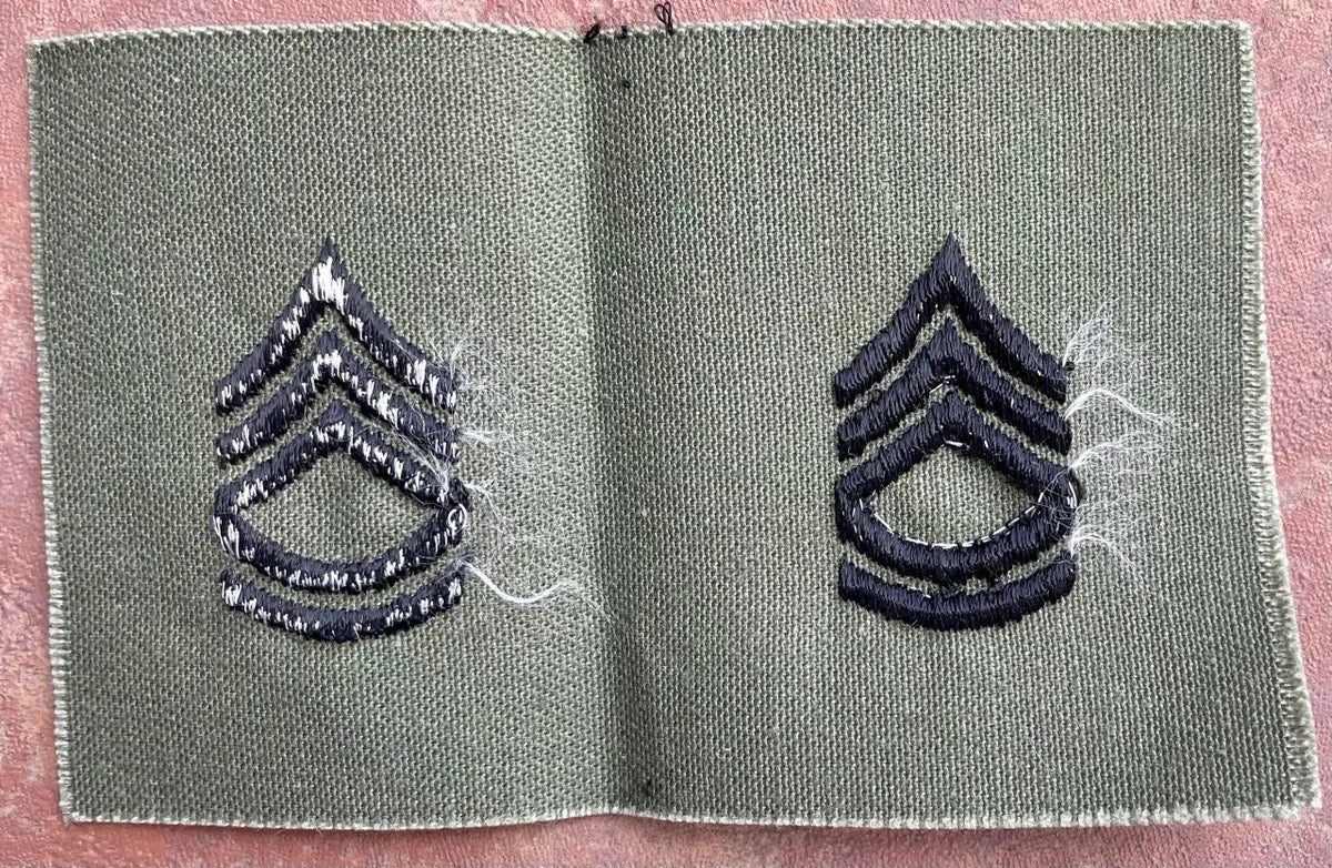 US Army Sergeant First Class Collar Chevron OD Set