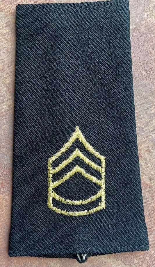 US Army Sergeant First Class Chevron on Dress Uniform Black Slide Set of 2 - Bateleur Militaria