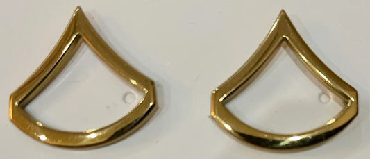 US Army Private First Class Gilt Collar Chevrons Set of 2 Hallmarked - Bateleur Militaria