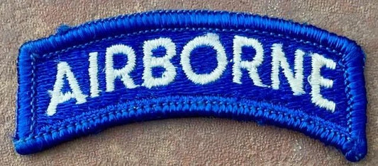 US Army Airborne Tab White on Blue Merrowed Edge - Bateleur Militaria